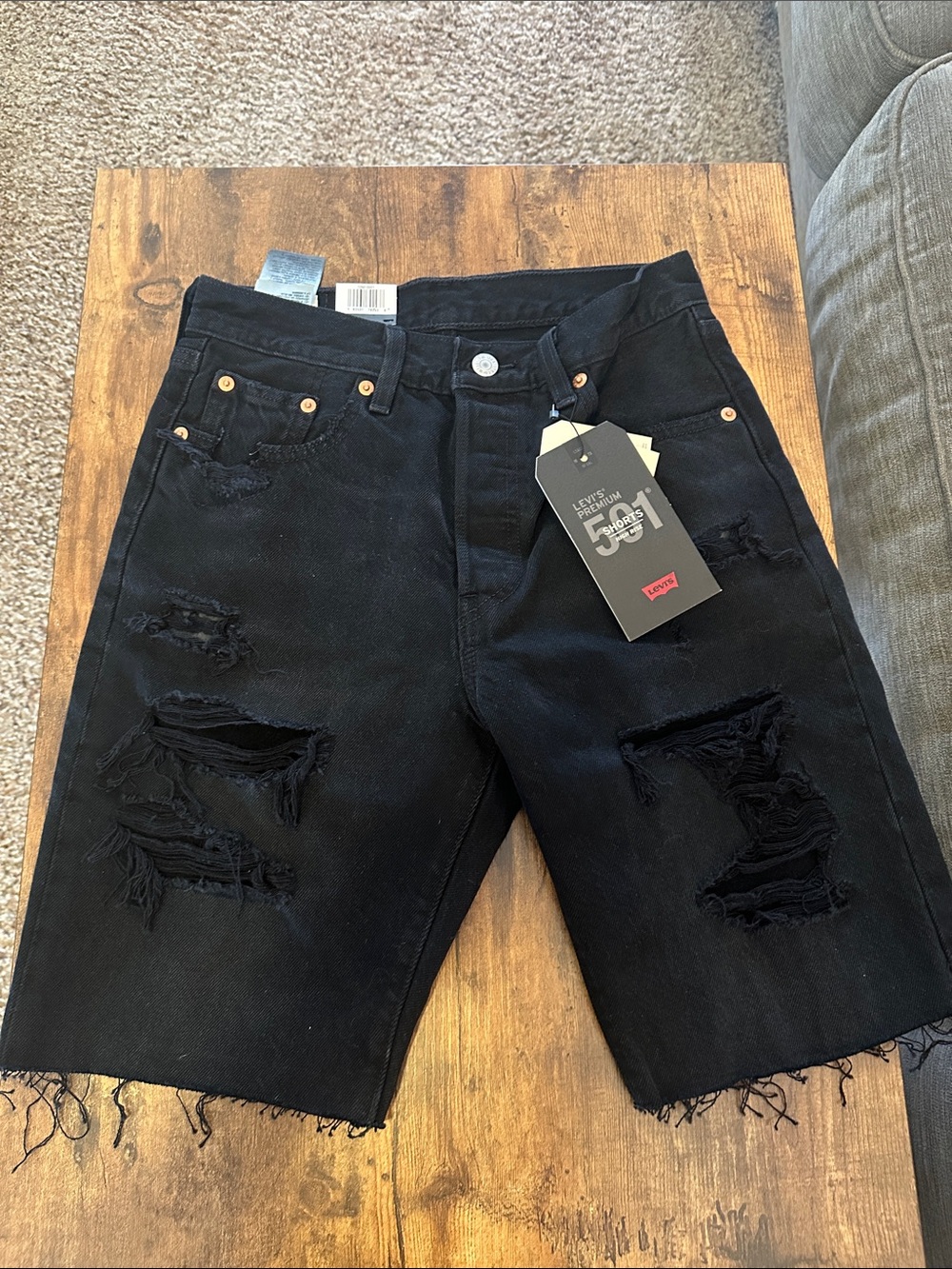Levi's Black Distressed Men's Denim Shorts